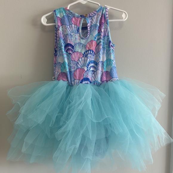 Bums & Roses Cute as Shell Tulle Tutu Dress 3T Bamboo Teal Purple sleeveless EUC - Picture 5 of 8